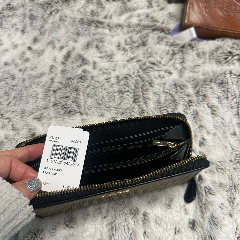 Coach Black and Tan Zip Wallet - Picture 3 of 3